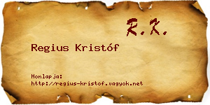 Regius Kristóf névjegykártya